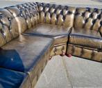 Showroommodel Chesterfield hoekbank antiek goud + BEZORGING, Ophalen of Verzenden, Zo goed als nieuw, Leer, Chesterfield