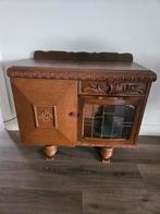 Antiek Theemeubel met Glasdeur, Gebruikt, 50 tot 100 cm, 25 tot 50 cm, Met deur(en)