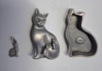 Vintage Kat van Tin Sieraad (Doosje, Oorbellen & Broche), Ophalen of Verzenden