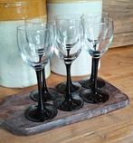Vintage Luminarc zwarte wijn glazen - set van 6, Antiek en Kunst, Antiek | Glas en Kristal, Ophalen of Verzenden