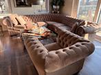 Chesterfield L bank met fauteuil taupe, Ophalen, Gebruikt, Chesterfield, 75 tot 100 cm