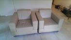 Topform lederen fauteuils - 2 stuks - beige - leer, Ophalen, Zo goed als nieuw, 75 tot 100 cm, Leer