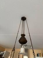 Antieke olielampen set: kroonluchter & staande lamp, Huis en Inrichting, Lampen | Hanglampen, Ophalen, Gebruikt, Glas, 75 cm of meer