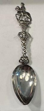 Antiek zilveren geboortelepel met ruiter meester RZ jo, Ophalen of Verzenden, Zilver