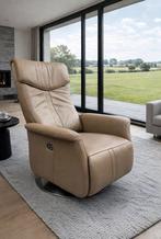 ELEKTRISCHE BEDIENBARE RELAX ECHT LEREN DRAAI REKAX FAUTEUIL, Ophalen of Verzenden, Zo goed als nieuw, 50 tot 75 cm