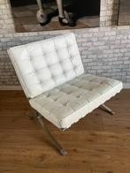 Barcelona Chair Wit Leer Premium - 125.-, Huis en Inrichting, Fauteuils, Ophalen, Zo goed als nieuw, Leer, Barcelona