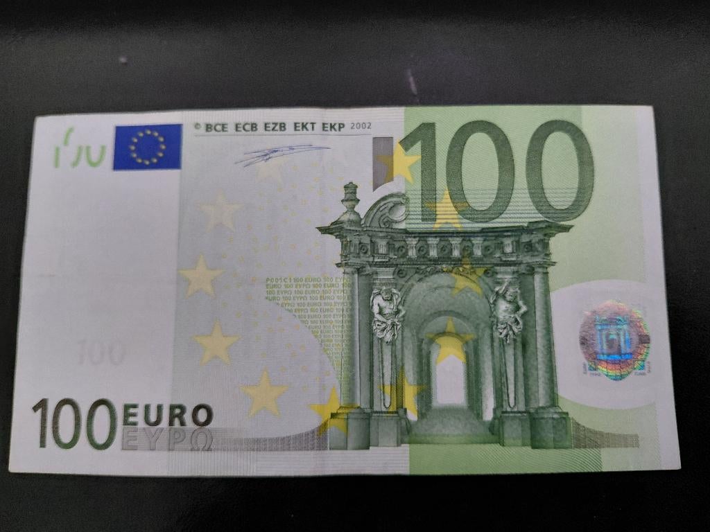 100 eurobiljet(X) Duitsland, Duisenberg, printcode P 001 C 1, Postzegels en Munten, Bankbiljetten | Europa | Eurobiljetten, Verzenden