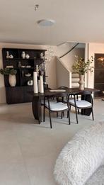 Eettafel set eiken bruin Japandi stijl + 4 stoelen, Huis en Inrichting, Tafels | Eettafels, Ophalen, Gebruikt, 100 tot 150 cm