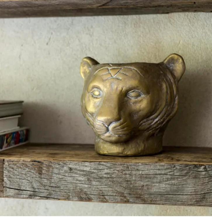 Bloempot leeuw / leopard, Verzamelen, Poppenhuizen en Toebehoren, Zo goed als nieuw, Poppenhuis, Ophalen of Verzenden