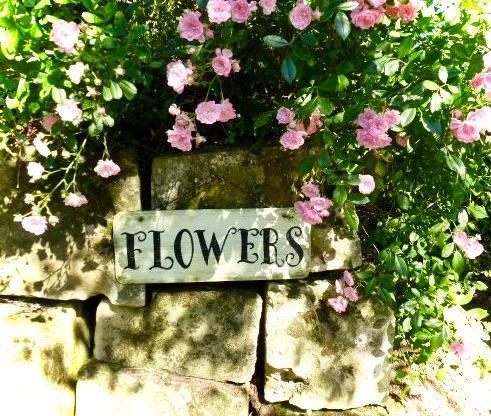 Handgeschilderd reclame bord 'Flowers'/bloemenwinkel/garden, Tuin en Terras, Tuinwanddecoratie, Nieuw, Ophalen of Verzenden