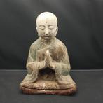 Antiek Houten  Aziatisch Japans Beeld Zittende Monnik 23cmh, Antiek en Kunst, Ophalen of Verzenden