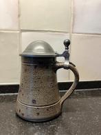 Aardewerk bierpul met tinnen deksel., Ophalen of Verzenden