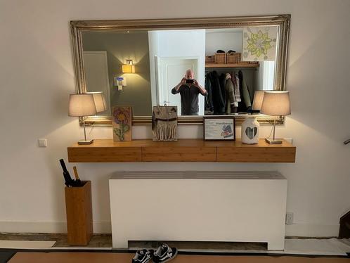 Spiegel met bewerkte grijze lijst, Huis en Inrichting, Woonaccessoires | Spiegels, Gebruikt, 125 cm of meer, Minder dan 100 cm