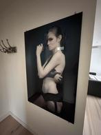 Glasschilderij vrouw met pistool 120x80, Ophalen