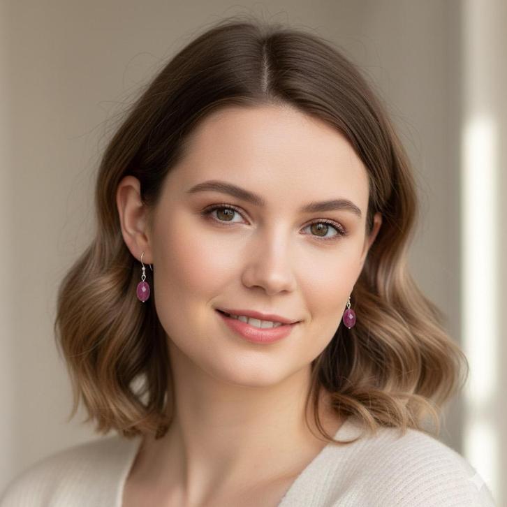 Handgemaakte oorbellen, Sieraden, Tassen en Uiterlijk, Oorbellen, Nieuw, Hangers, Zilver, Roze, Met edelsteen, Ophalen of Verzenden