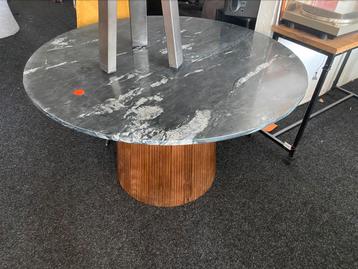 Tafel zwart echt marmer 130cm mango hout poot beschikbaar voor biedingen