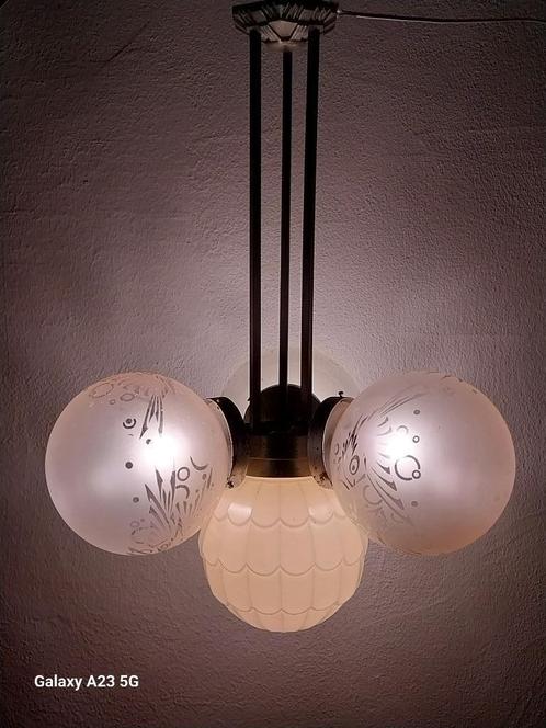 Zeldzame Art Deco kroonluchter van Frères Muller Luneville, Antiek en Kunst, Antiek | Lampen, Ophalen
