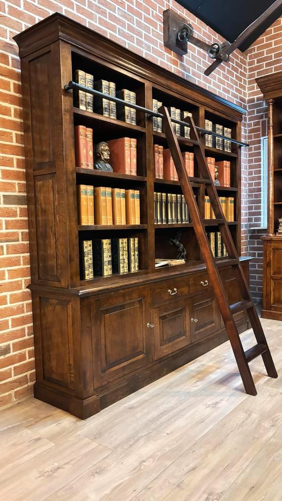 Boekenkast met Ladder eikenhout, Huis en Inrichting, Kasten | Boekenkasten, Zo goed als nieuw, 200 cm of meer, 200 cm of meer