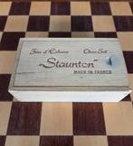 Vintage schaakbord met Staunton schaakstukken, Ophalen of Verzenden, Gebruikt