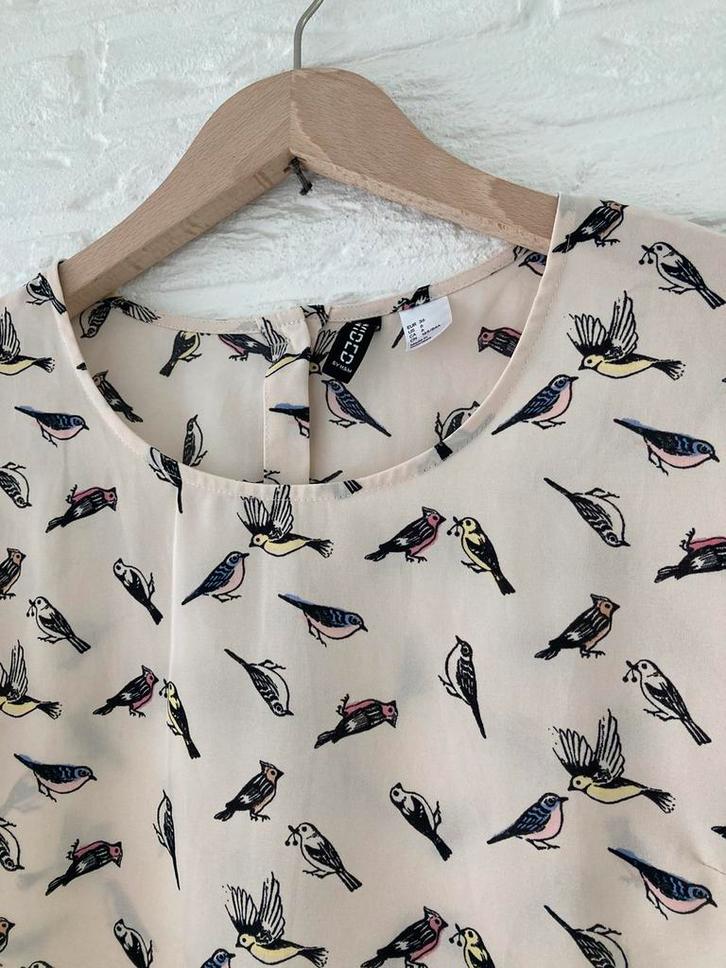 Mooie Top Blouse vogels print Dessin S 36 anna numph, Kleding | Dames, Blouses en Tunieken, Zo goed als nieuw, Maat 36 (S), Ophalen of Verzenden