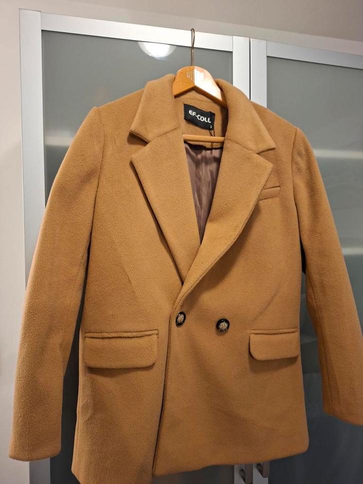 Nieuwe wollen jas - EF-COLL, Kleding | Dames, Jassen | Zomer, Nieuw, Maat 46/48 (XL) of groter, Beige, Ophalen