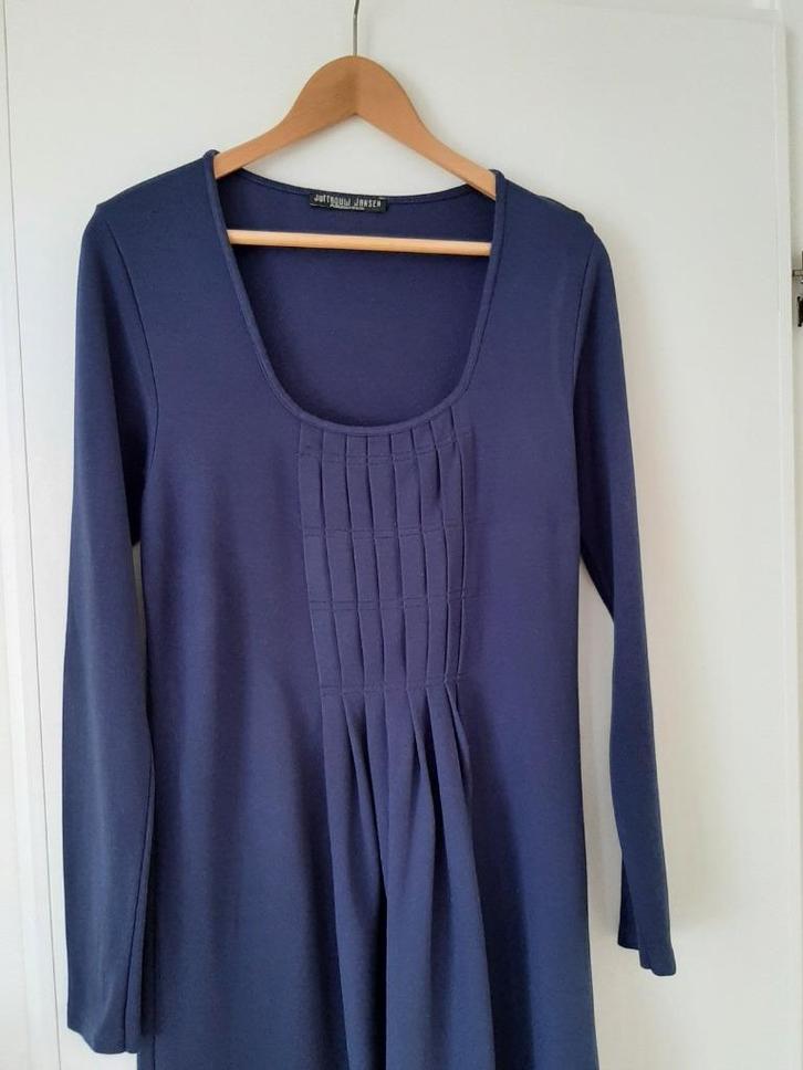 Juffrouw Jansen blauw maat L, Kleding | Dames, Jurken, Zo goed als nieuw, Maat 38/40 (M), Blauw, Knielengte, Ophalen of Verzenden