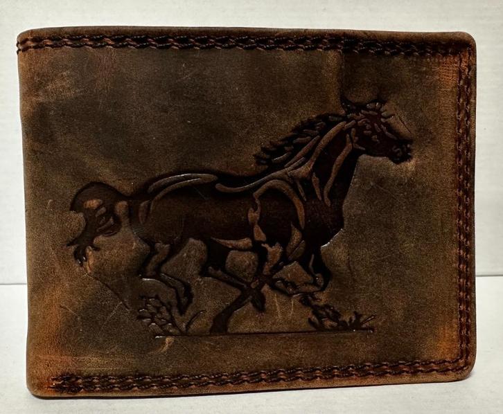 Paard Horse leren portemonnee bruin leer portefeuille wallet, Sieraden, Tassen en Uiterlijk, Portemonnees, Nieuw, Bruin, Leer