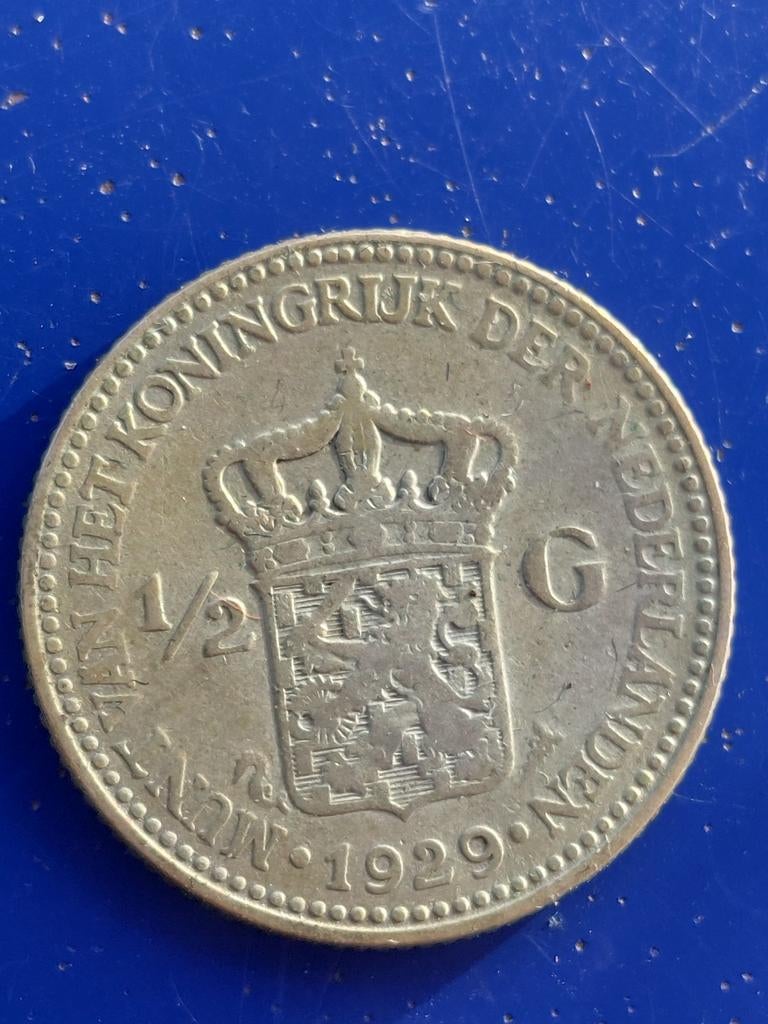 Zilveren halve gulden 1929 - Wilhelmina, Postzegels en Munten, Munten | Nederland, ½ gulden, Zilver, Ophalen of Verzenden, Koningin Wilhelmina