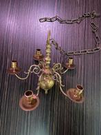 Antieke Messing Kaarsenkroon - 5 Armen, Ophalen of Verzenden, Koper of Brons