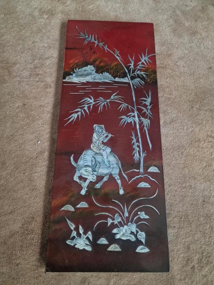 Lakwerk Plaat met Parelmoer Inleg - China/Japan, Antiek en Kunst, Kunst | Niet-Westerse kunst, Ophalen of Verzenden