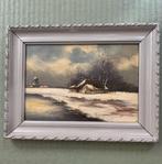 Winterschilderij (olieverf) 40c30 / 30x20,5, Antiek en Kunst, Ophalen of Verzenden