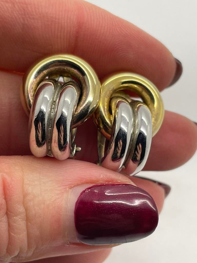 B951 Prachtige zilveren bicolor clip oorbellen, Ophalen of Verzenden, X, Goud, Zilver