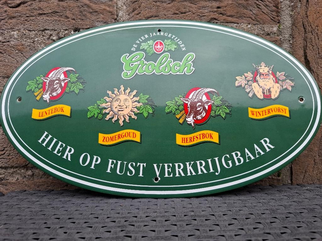 Emaillebord Grolsch bier, Verzamelen, Biermerken, Nieuw, Reclamebord, Plaat of Schild, Grolsch, Ophalen of Verzenden