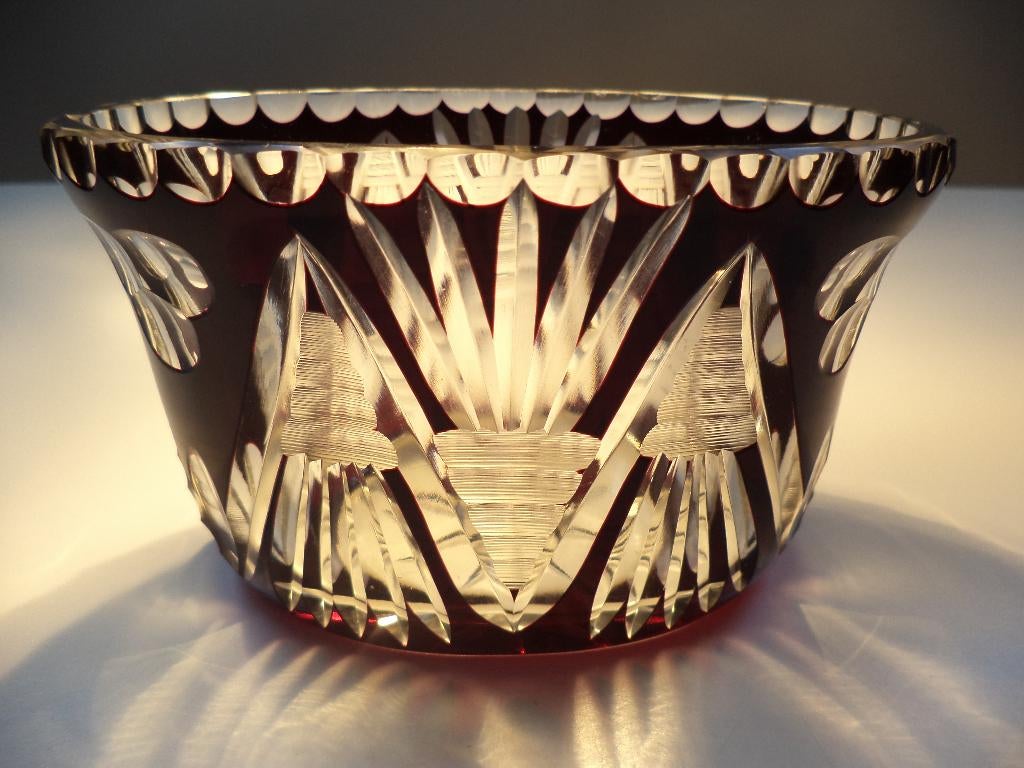 antiek geslepen gedubbeld kristal 'taille riche' ca 1920/30, Antiek en Kunst, Antiek | Glas en Kristal, Ophalen of Verzenden