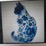 Borduurpakket blauwe kat 36x36cm, Ophalen of Verzenden, Nieuw, Handborduren, Borduurpakket