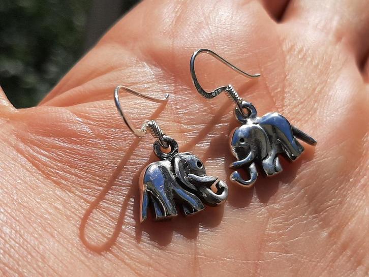 Vanoli - 925 zilveren oorbellen olifant / olifantjes, Sieraden, Tassen en Uiterlijk, Oorbellen, Nieuw, Hangers, Zilver, Zilver