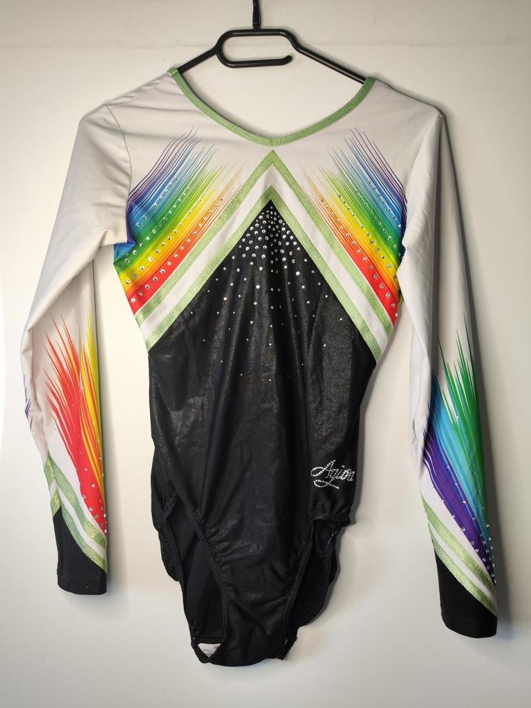 Agiva | turnpakje | regenboog zwart | maat S/36, Sport en Fitness, Turnen, Maat 36 t/m 42, Ophalen of Verzenden, Turnpak(je)