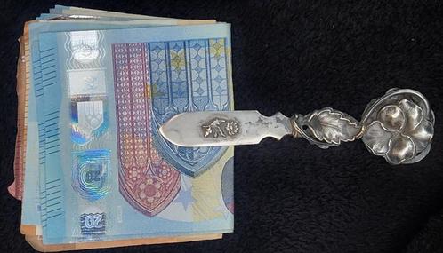 Antieke Jugendstil GELD CLIP verzilverd met Viooltje, Sieraden, Tassen en Uiterlijk, Portemonnees, Gebruikt, Ophalen of Verzenden