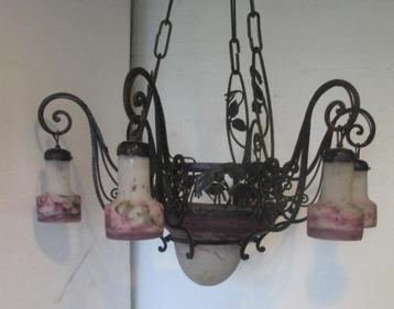 monumentale art deco luster Muller freres zes kappen 32 beschikbaar voor biedingen