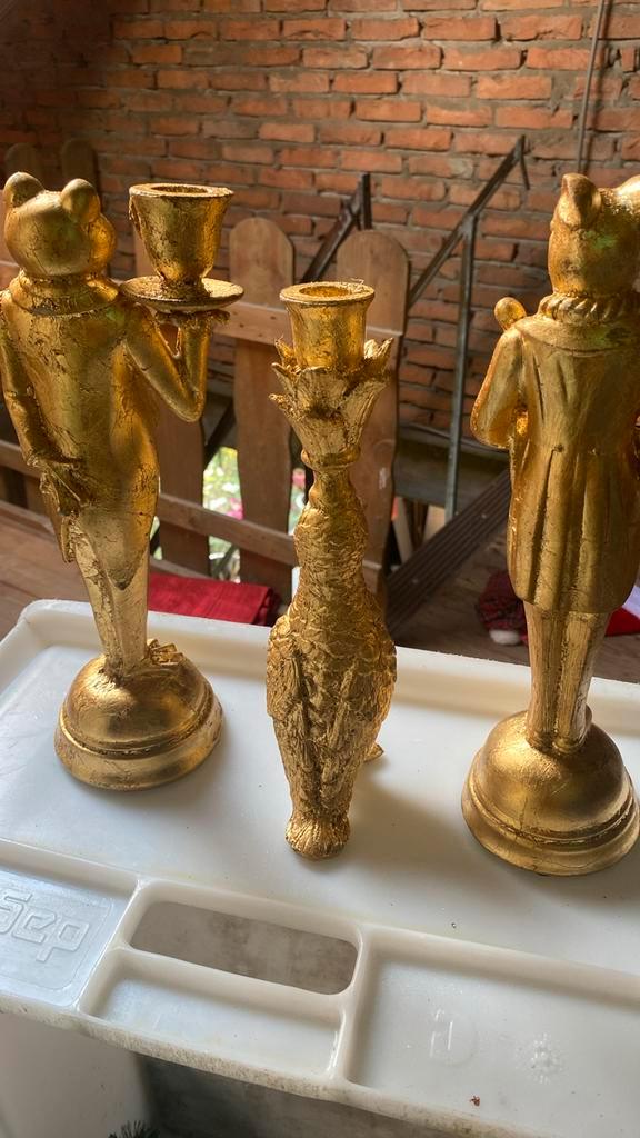 Antieke Gouden Kandelaar Figuur, Antiek en Kunst, Antiek | Kandelaars, Goud, Ophalen of Verzenden