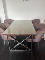 Eric kuster stijl tafel met 4 schelp stoelen, Zo goed als nieuw, Vijf personen of meer, 150 tot 200 cm, Rechthoekig