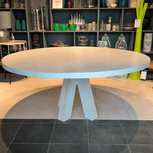 Eetkamertafel Puck Rond Wit Massief Hout 180 cm, Huis en Inrichting, Tafels | Eettafels, Nieuw, 150 tot 200 cm, 150 tot 200 cm
