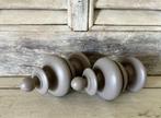 Vintage Franse siertorentjes hout draaiwerk taupe kleurig, Ophalen of Verzenden