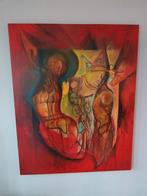 Opvallend rood schilderij Maurits Beenackers 80x100 torso's, Antiek en Kunst, Ophalen