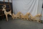 Houten arreslee slee met hert ree  kerstdecoratie, Diversen, Kerst, Ophalen of Verzenden, Gebruikt