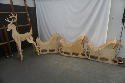 Houten arreslee slee met hert ree  kerstdecoratie, Diversen, Kerst, Gebruikt, Ophalen of Verzenden