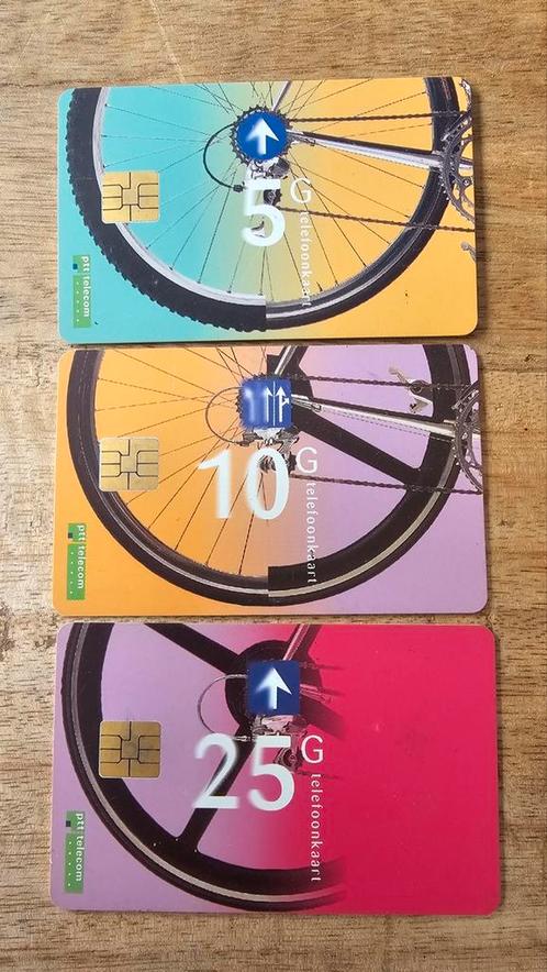 PTT fiets telefoonkaarten set (5G, 10G, 25G), Verzamelen, Telefoonkaarten, Nederland, Ophalen of Verzenden