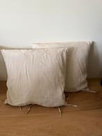 Linnen Sierkussens 60x60, Ophalen of Verzenden, Zo goed als nieuw, Beige, Vierkant