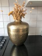 Mooie grote gouden vaas met droogbloemen, Overige materialen, Ophalen of Verzenden, Zo goed als nieuw, 50 tot 75 cm