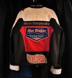 Vintage leather motor race jacket/moter jas, Kleding | Heren, Jassen | Zomer, Maat 52/54 (L), Gedragen, Verzenden, Rood